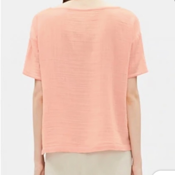 Like New! Eileen Fisher Peach Gauze Organic Cotton Short Sleeve Top - Picture 9 of 9